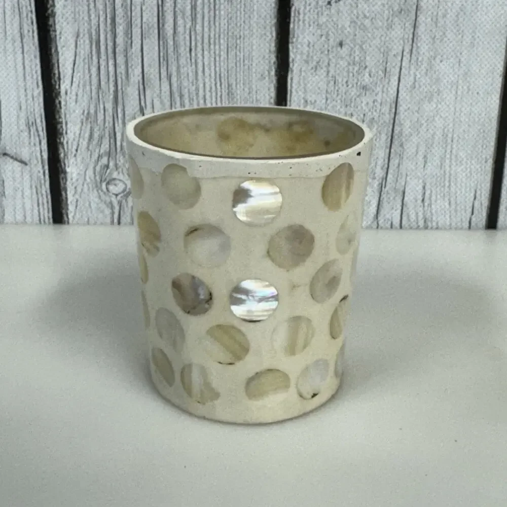Mosaic Candle Votive Holder Mother Of Pearl Inlay Beach House